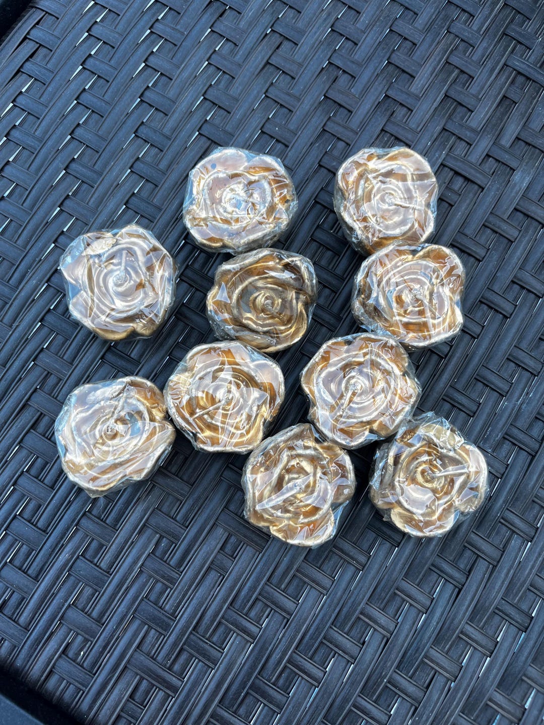 Vintage Gold Rose Floating Candles, Gold Floating Candle, Gold Candles