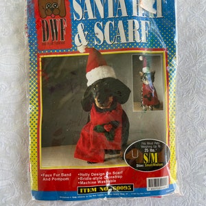 Vintage Dog Or Cat Santa Hat And Scarf Christmas Outfit, Vintage Dog Christmas Outfit, Vintage Cat Christmas Outfit, Cat Christmas Outfit,