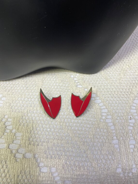 Vintage Red And Gold Earrings, 70s Jewelry, Vinta… - image 4