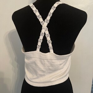 Vintage 1970s White Large Tube Top, Vintage Halter Tops, Vintage Large White Tops, Vintage Large Summer Tops. image 3