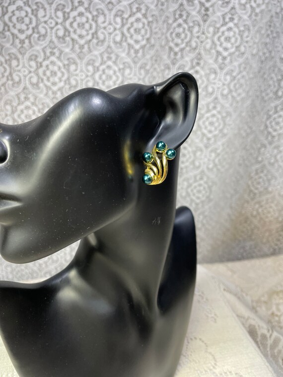 Vintage Gold And Turquoise Earrings, Vintage Gold… - image 3