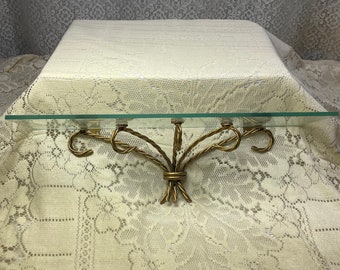 Vintage Gold Metal Rope And Glass Shelf, Vintage Gold Rope Shelf, Vintage Glass Shelves, Vintage Glass Shelf.