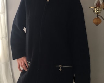Vintage Womens Wool Black Jacket By Bernardo Size Medium, Vintage Women’s Wool Coats, Vintage Size Medium Wool Coats, Vintage Bernardo Coat.