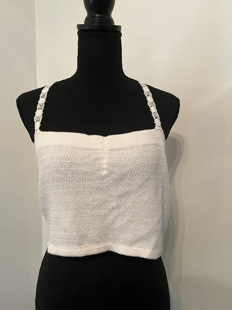 Vintage 1970s White Large Tube Top, Vintage Halter Tops, Vintage Large White Tops, Vintage Large Summer Tops. image 1