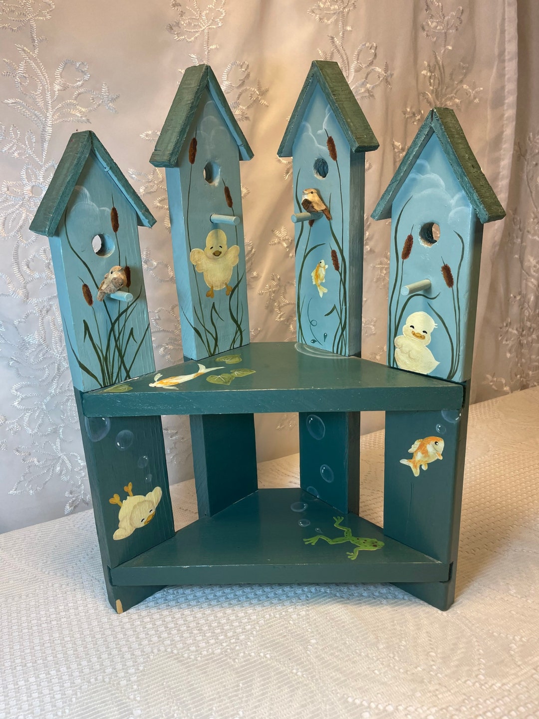 Vintage Bird Wood Corner Shelf, Vintage Bird Decor, Bird Kitchen Decor