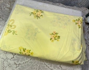 Vintage Full Fitted Yellow Floral Sheet, Vintage Full Bed Sheets, Vintage Yellow Sheets, Floral Sheets, Full Sheets, Full Size Fitted Sheets