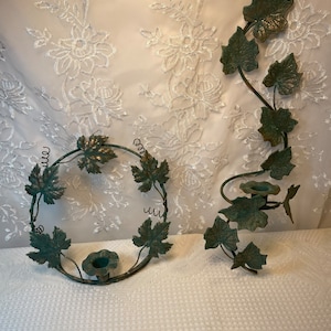 Vintage Green Metal Candlestick Sconces, Candlestick Holder, Vintage Candlestick Holder, Green Candlestick Sconces, Vintage Green Sconces.