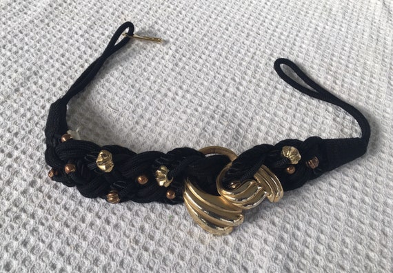 Vintage Black And Gold Metal Rope Belt, Vintage Bl