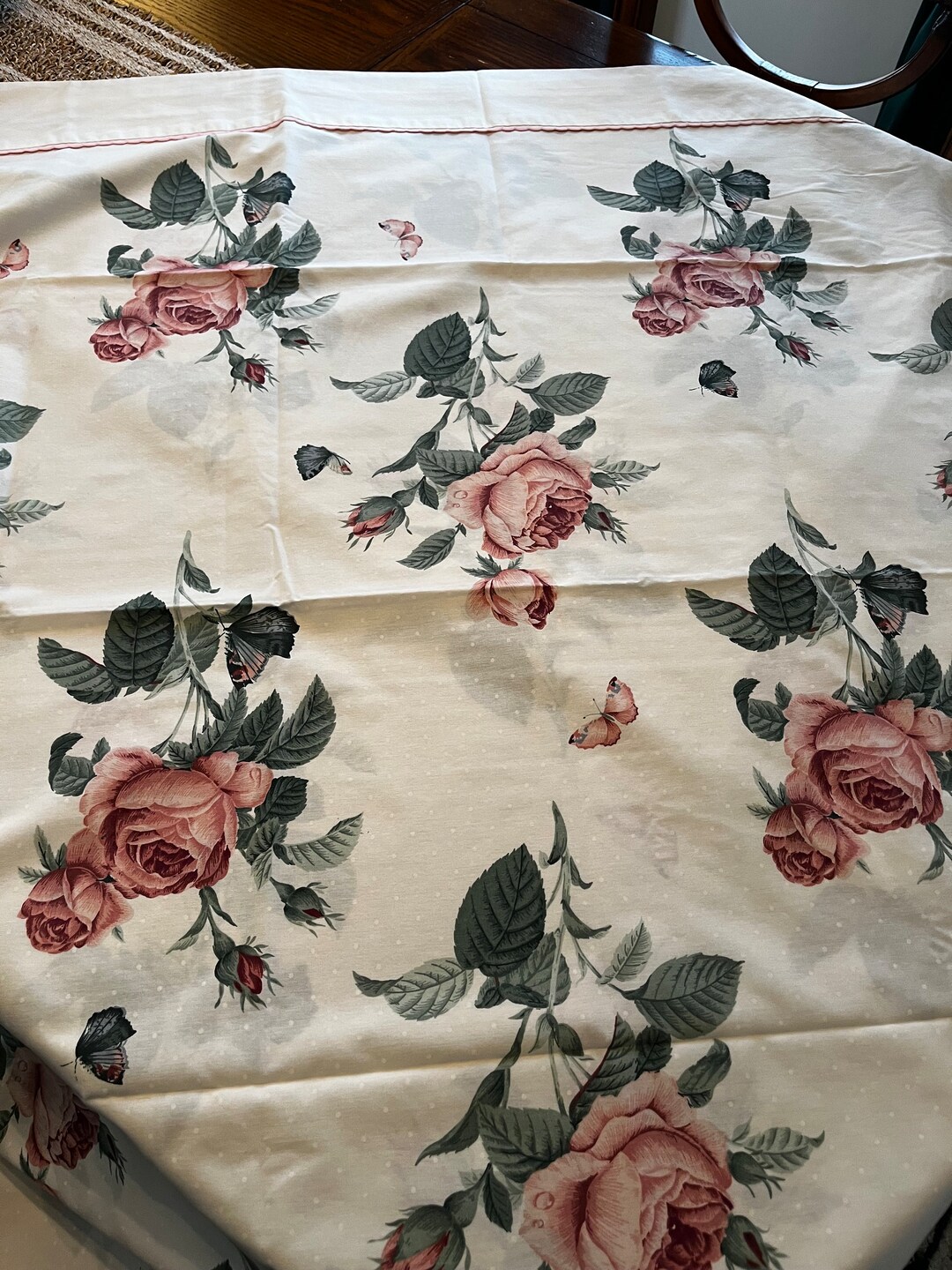 Vintage Twin Floral Rose Flat Bed Sheet, Vintage Twin Sheets, Vintage ...