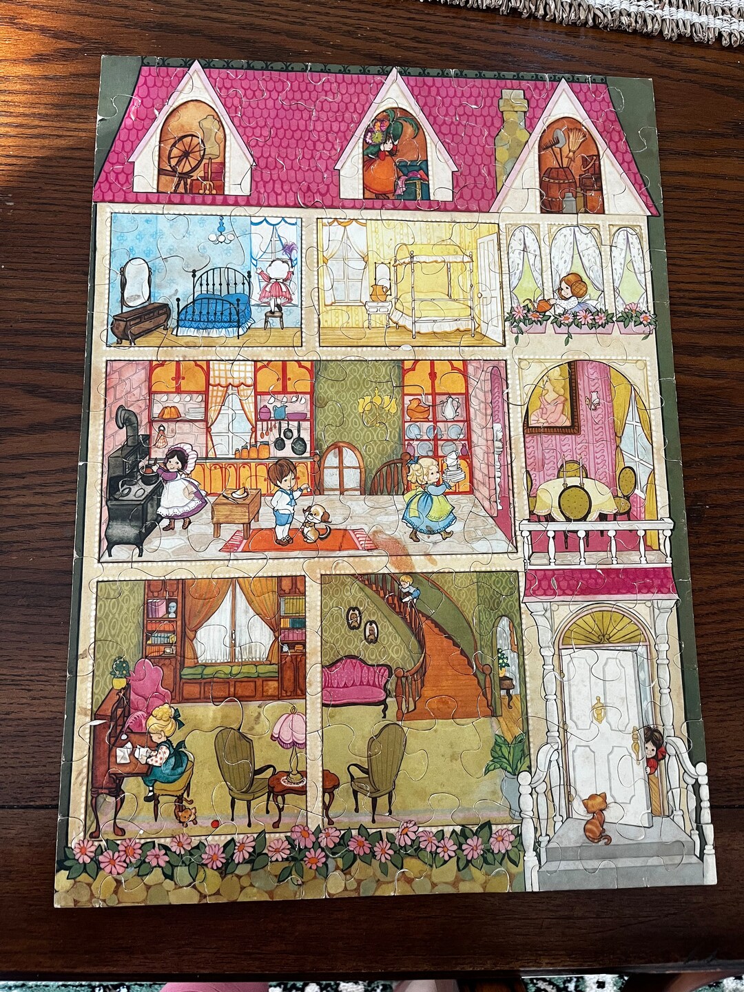 Vintage 100 Piece Cubbyhole Cottage Dollhouse Puzzle, Dollhouse Puzzles