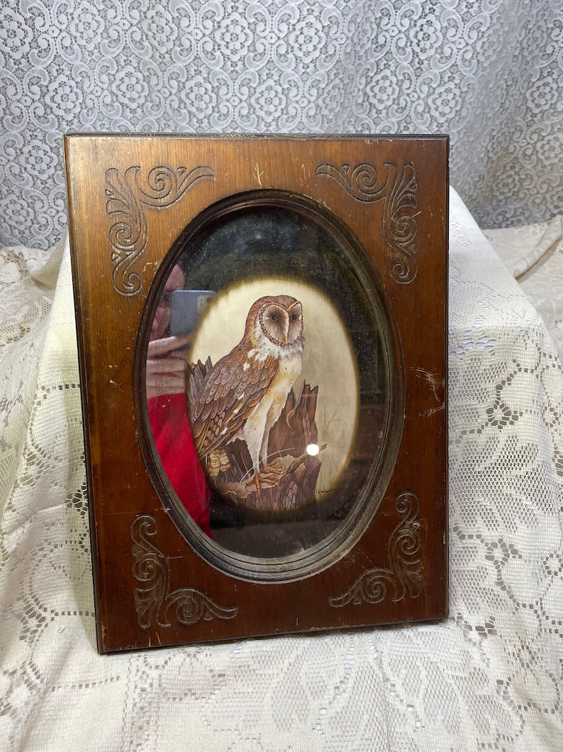 Vintage Owl Mirror Wood Framed Vintage Owl Mirrors Vintage Etsy