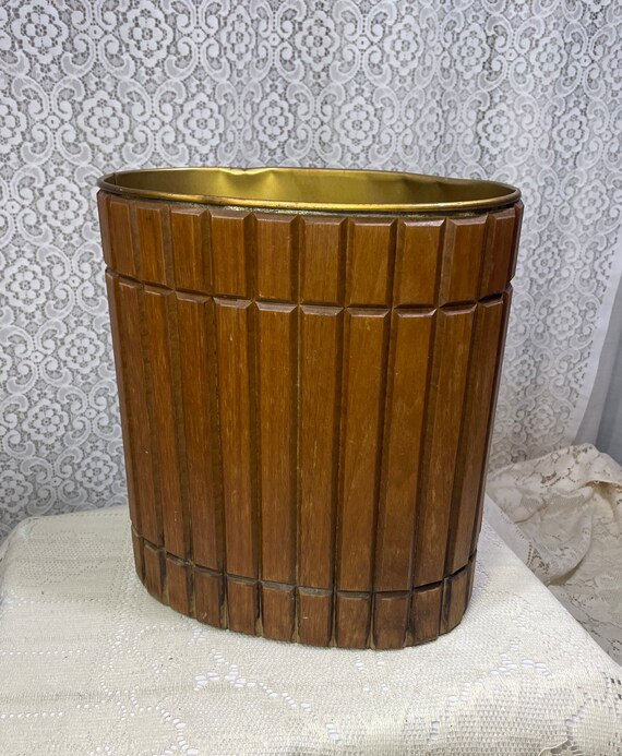 Vintage Wood and Metal Waste Basket Vintage Wood Waste - Etsy