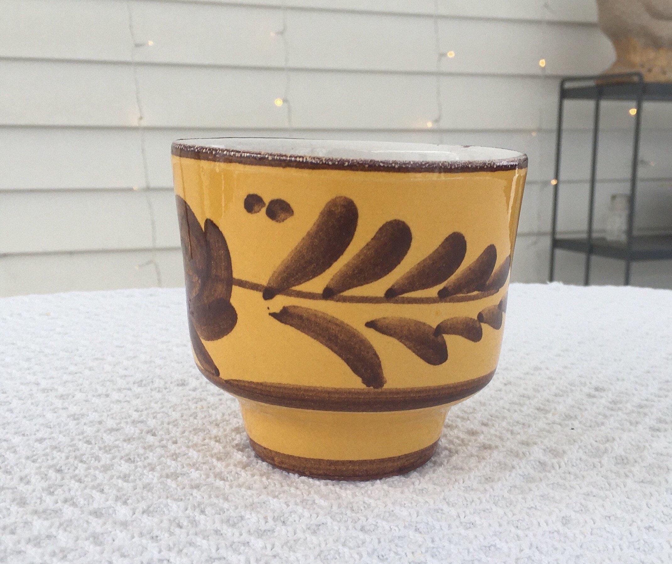 Vintage B.P.F Yellow And Brown Planter, Retro Planters, Heffen Belgium Planter, Retro Yellow Planters, Vintage Planters, Fall planters.
