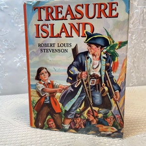 Vintage Treasure Island Hardcover Book, Vintage Treasure Island Book, Vintage Books, Classic Books, Hard Cover Treasure Island Book.