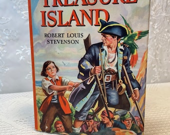 Vintage Treasure Island Hardcover Book, Vintage Treasure Island Book, Vintage Books, Classic Books, Hard Cover Treasure Island Book.