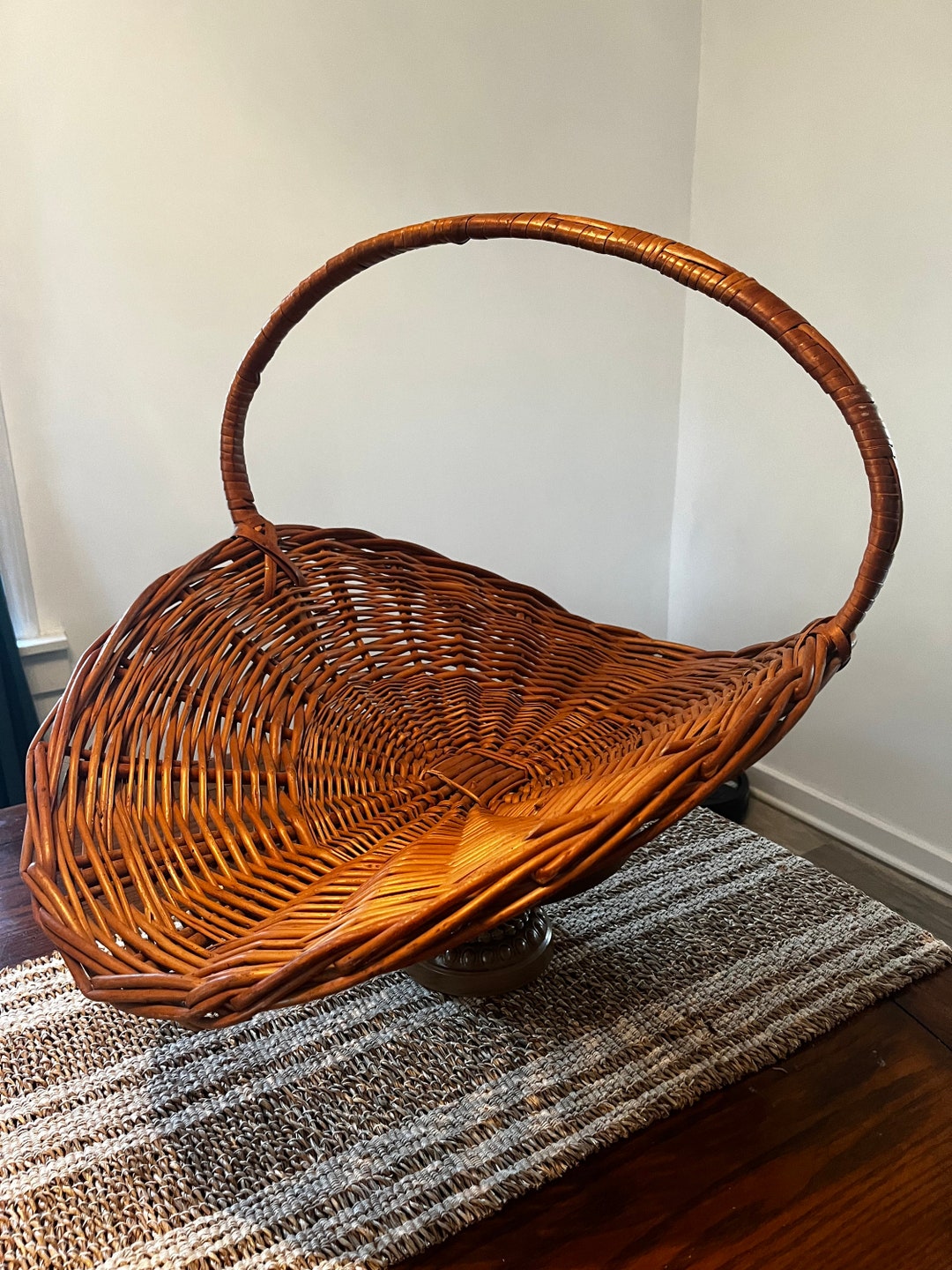 Vintage Large Wicker Garden Gathering Basket Garden Baskets Etsy