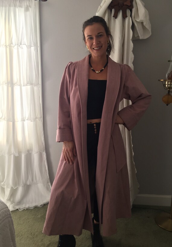 Vintage Clarissa Long Pink Suede Tie Jacket, Vinta