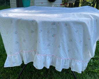 Vintage Twin Flat Flower Power Sheet, Vintage Twin Flat Sheet, Vintage Floral Sheets, Vintage Pink Sheets, Twin Bed Sheets, Vintage Blue