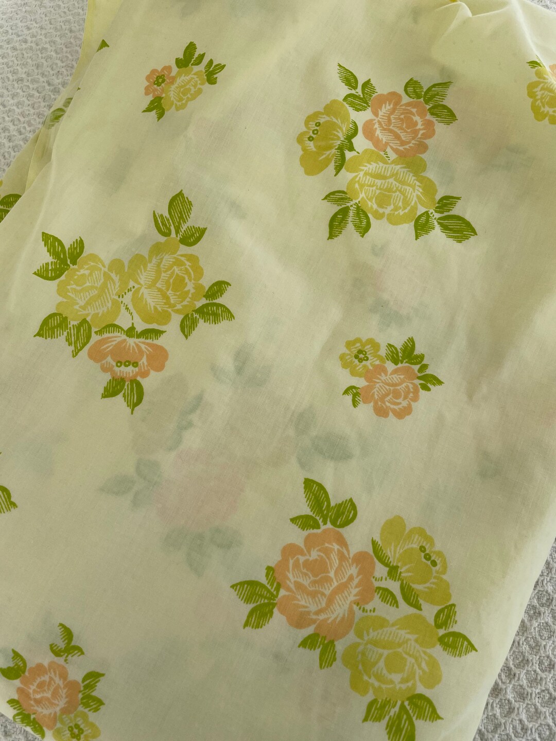 Vintage Full Fitted Yellow Floral Sheet Vintage Full Bed Etsy