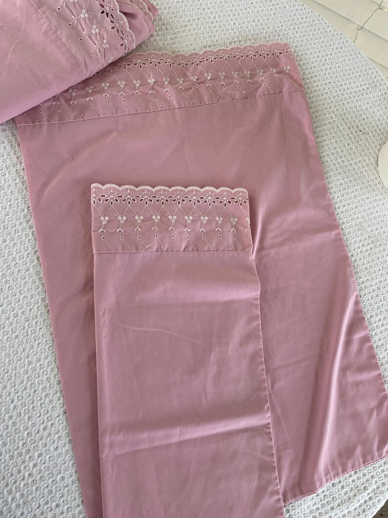 Vintage Full Flat Pink Sheet and Pillowcases Vintage Full Etsy