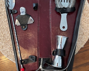Vintage Bar Tools With Case, Vintage Bar Tools, Vintage Bar Tools Set,  Vintage Bottle Opener, Vintage Bar ware, Bar Tools With Case.