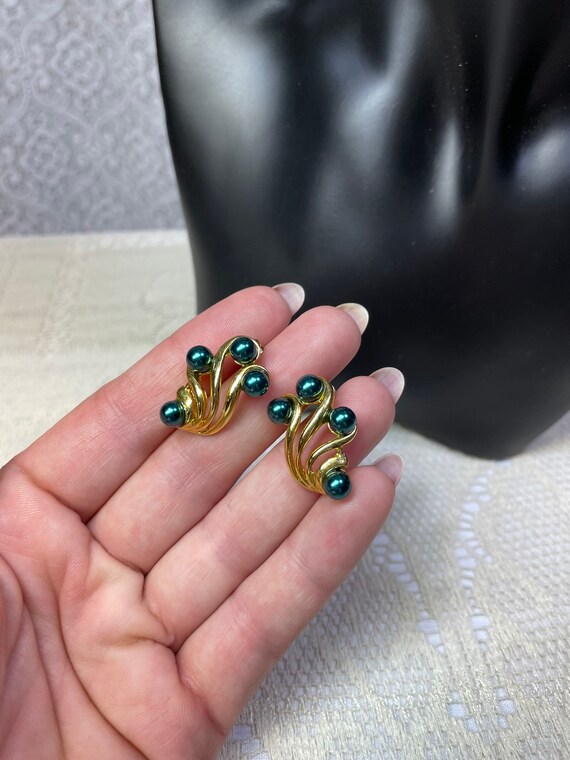 Vintage Gold And Turquoise Earrings, Vintage Gold… - image 5