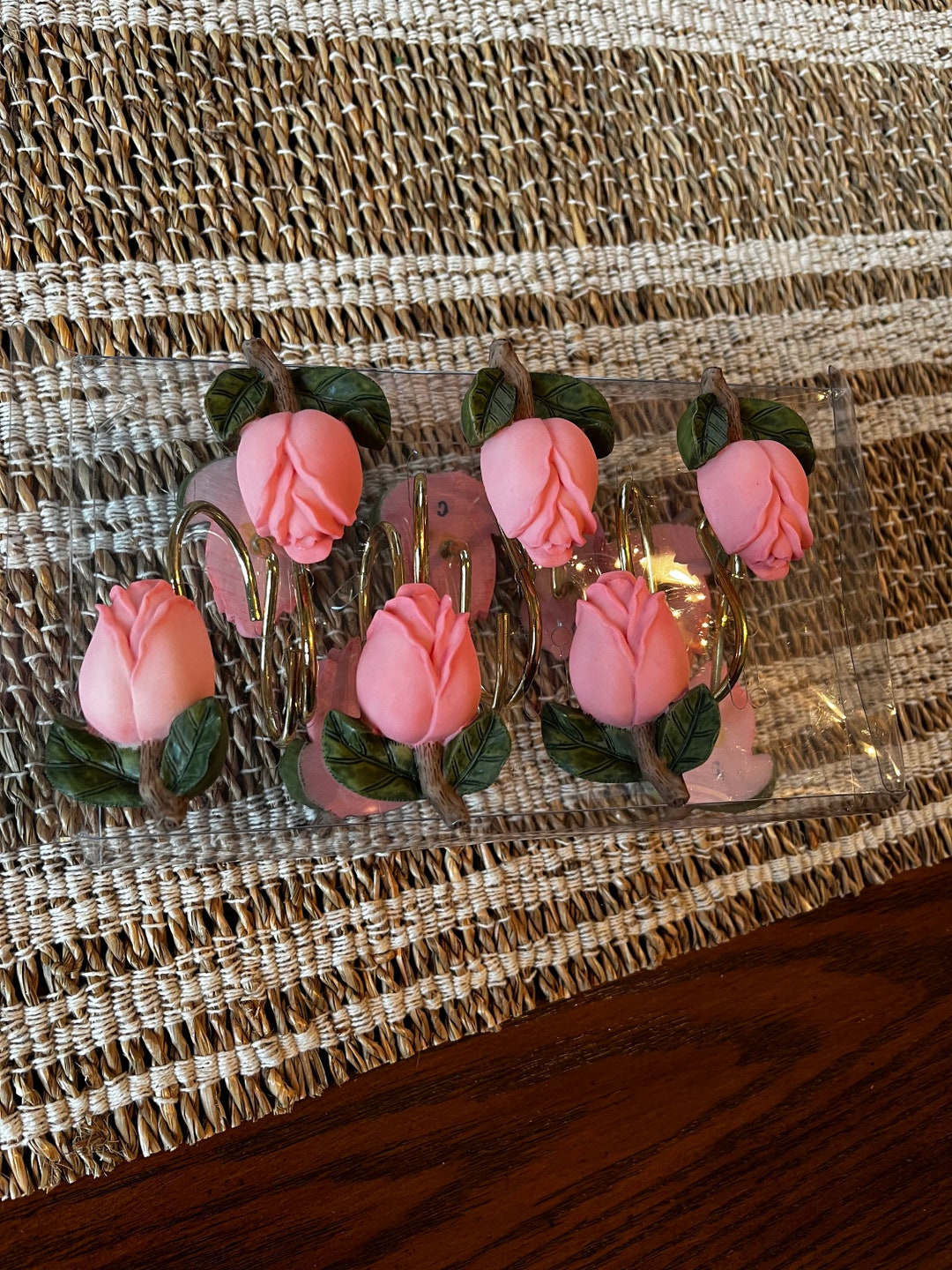 Vintage, Pink Rose, Shower Hooks, Vintage, Rose Shower Hooks Etsy
