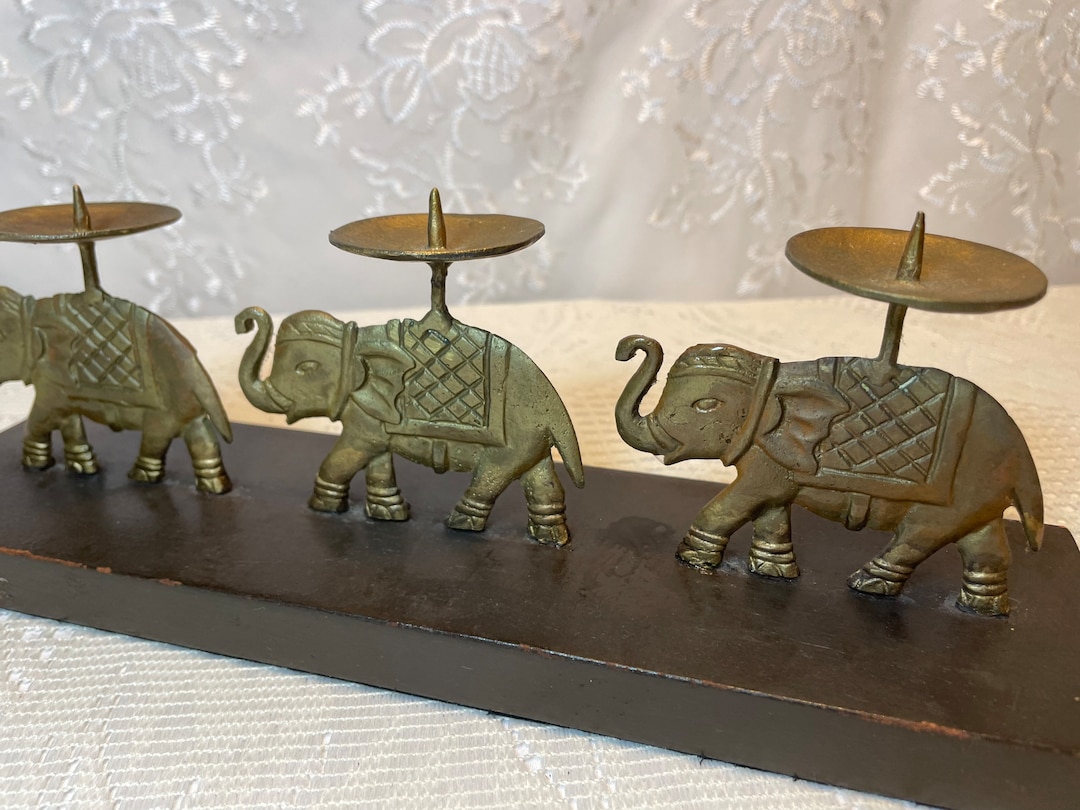 Vintage Brass Elephant Candle Holders Vintage Brass Etsy