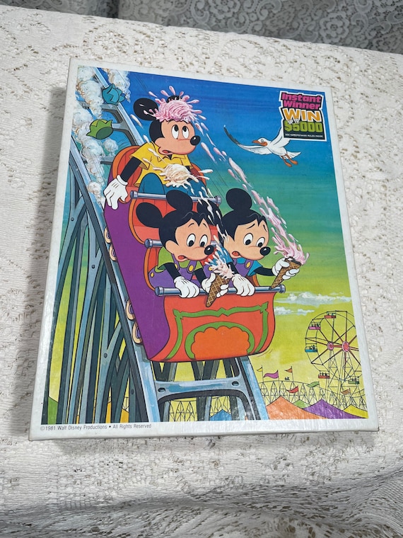 Vintage Mickey Mouse Walt Disney Roller Coaster Puzzle, Vintage