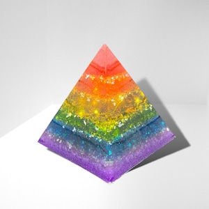 Rainbow Resin Pyramid Lamp, night lamp, Fairy light resin pyramid, gifts for her, gifts for him, Rainbow nightlight, resin art, home decor