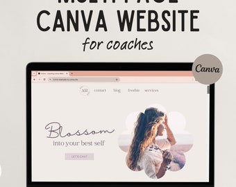 Modello di sito web Boho Coach: design Canva multipagina (download digitale)