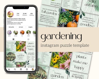 Gardening Instagram Puzzle Template for Canva (Digital Download)