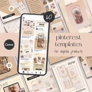 Canva Pinterest Templates for Digital Products, Pinterest Pin Templates, Digital Product Mockup - Sand
