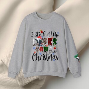 Christmas Crewneck Sweatshirt, Just a Girl Who Loves Cows and Christmas