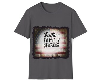 American Flag Faith Family Freedom Softstyle T-Shirt