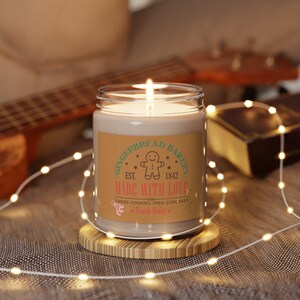 Holiday Scented Soy Candle, 9oz, Cinnamon Vanilla Candle, Candle gifts, Gingerbread Bakery Candle, Christmas Candle