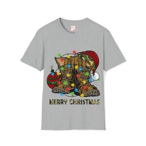 Military Christmas T-Shirt, Military Mom, Military Dad, Army Boots, Marine Boots, Gift for Military Son or Daughter
