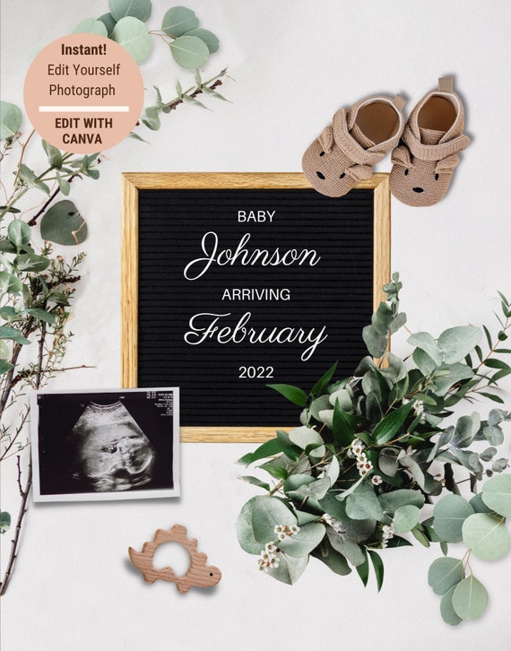 Canva Template Digital Pregnancy Announcement Social Media | Etsy