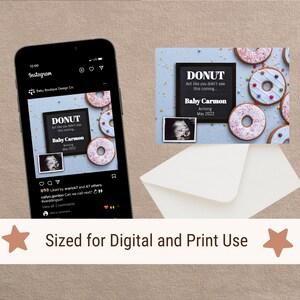 Editable Digital Donut Pregnancy Announcement Social Media | Etsy