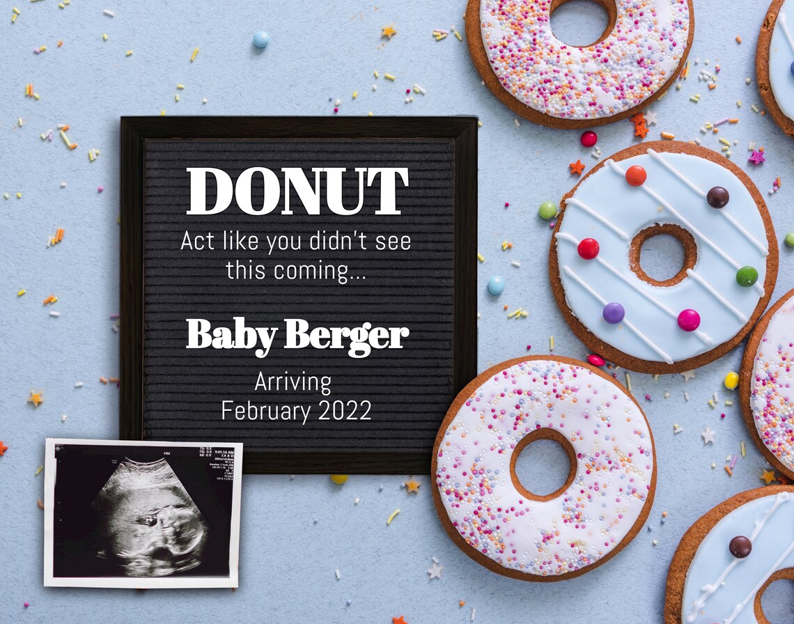 Editable Digital Donut Pregnancy Announcement Purple Etsy