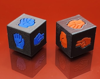 Rock Paper Scissors Dice 3D printed Classic Game Dice