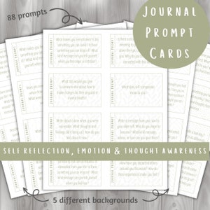 Journal Prompts - Self Reflection Cards - Sage Green