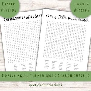 Coping Skill Themed Word Search Puzzle