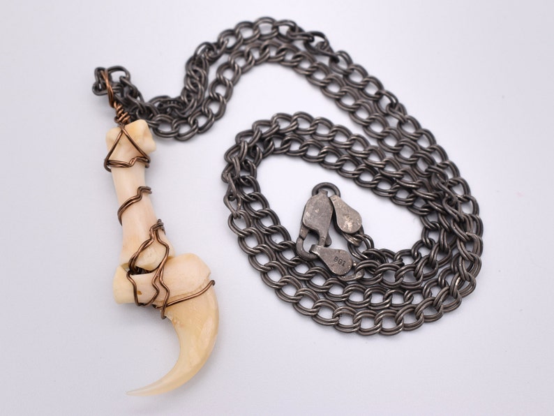 Alaska Lynx Cat Knuckle Bones Wire Wrap Antiqued Finish Sterling Silver Pendant Necklace