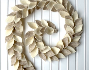 Neutral Felt Leaf Garland for Fall/Cream Felt Leaf Garland/Fall Mantle Decor/Holiday Decor/Thanksgiving Home Decor/Cozy Home/Gift for Home