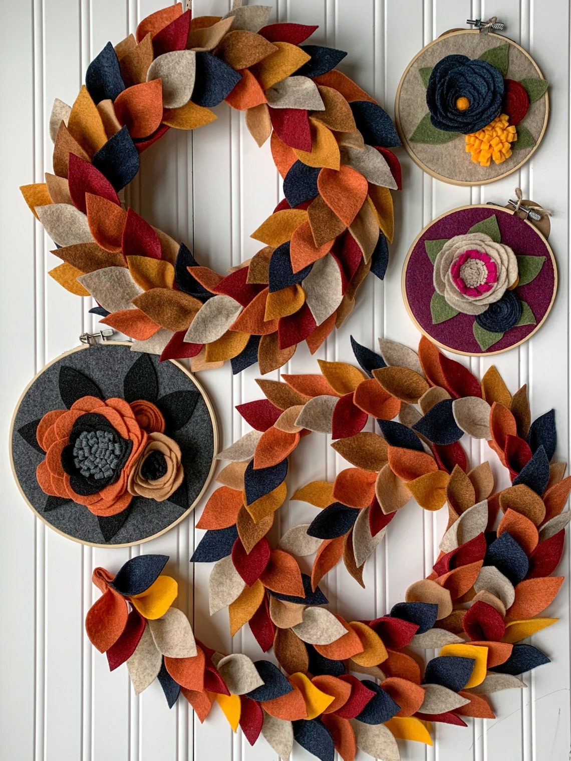 Fall Felt Leaf Garland Fall Mantel Decor Garland Autumn Leaf