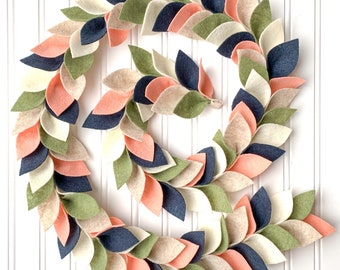 Spring, Easter Felt Leaf Garland/Spring, Easter Decor/Gift for Mothers Day/Easter Mantle Garland/Felt Garland with Spring Colors/Easter Gift