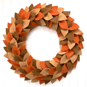 Handmade Autumn Felt Leaf Wreath: Fall Thanksgiving Decor