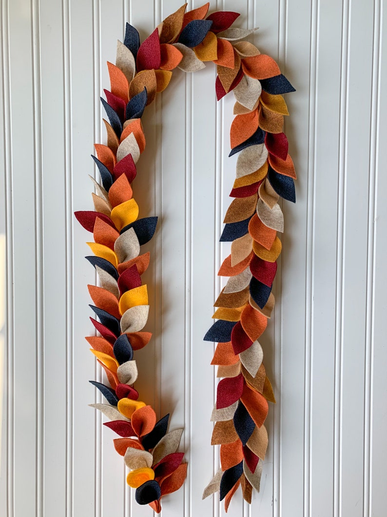 Fall Felt Leaf Garland Fall Mantel Decor Garland Autumn Leaf Etsy