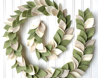 Magnolia Felt Leaf Garland/Farmhouse Decor/Spring Garland/Spring, Summer Home Decor/Home Gift for Mother’s Day/Christmas Home Decor